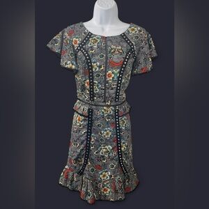 Laundry By Shelli Segal Gray Floral Midi Dress